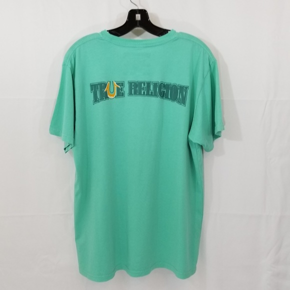 True Religion Mens T-Shirt Green Graphic Tee New - Picture 3 of 8